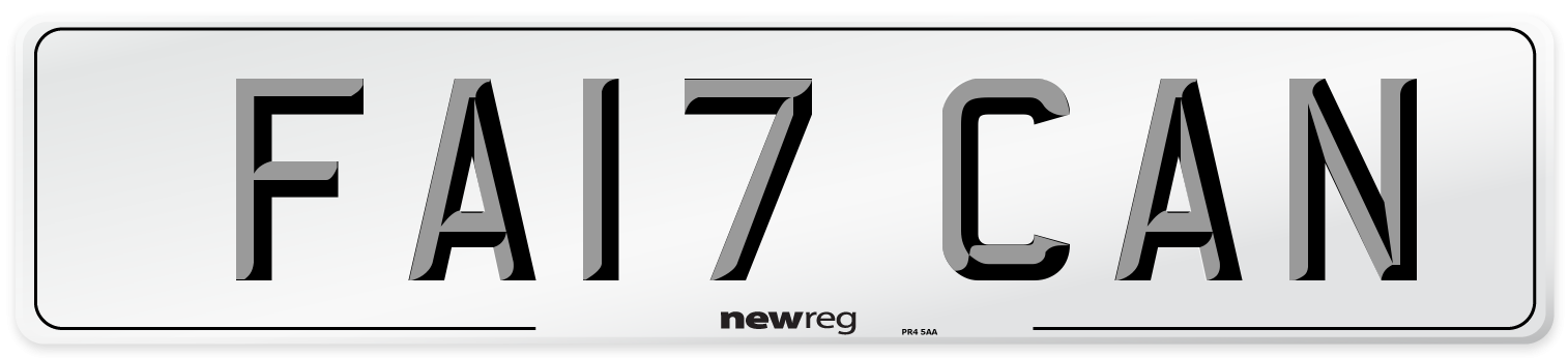 FA17 CAN Number Plate from New Reg